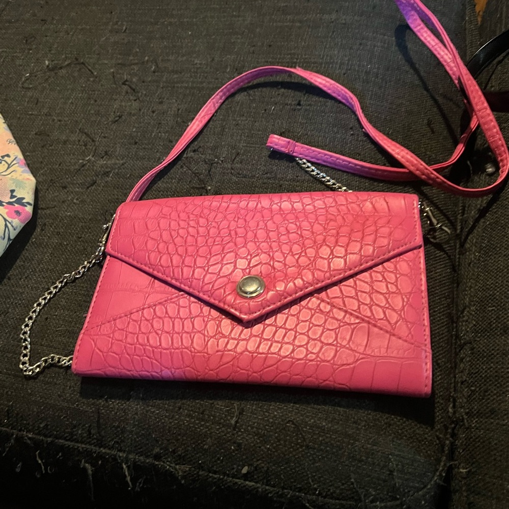 Pink Crocodile-Embossed Women's Bag